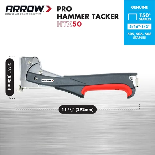 Vista 12 de Arrow HTX50 - Grapadora manual profesional para construcción y aislamiento, mango de agarre ergonómico, cargador de carga trasera de doble