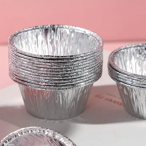 Vista 4 de Kingrol Paquete de 300 moldes de papel de aluminio, tazas desechables de 4 onzas para tarta, cupcake, soufflé, aperitivo