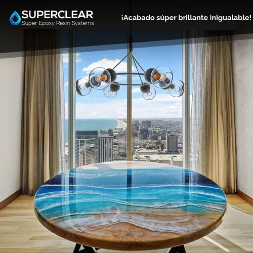 Vista 5 de Superclear - Kit de taza de resina epoxi de 1 galón, capa 1:1 transparente Self-leveling coating for bar tops, countertops, tumblers & wood.