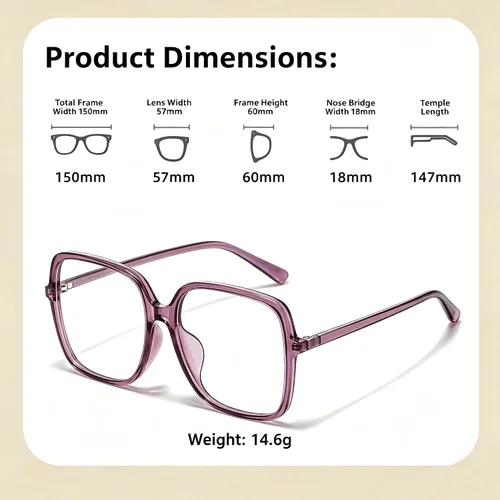 Vista 6 de Gafas unisex con bloqueo de luz azul, antifatiga ocular para computadora/juegos (hombres y mujeres) (negro, marrón, morado)