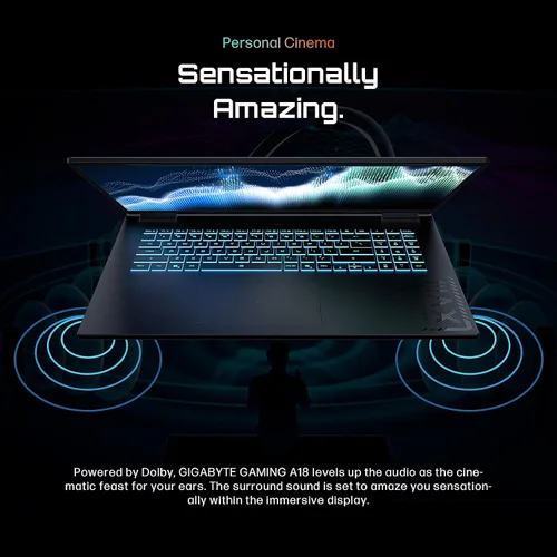 Vista 7 de GIGABYTE - Laptop para juegos A18, AMD Ryzen 7 260, RTX 5070