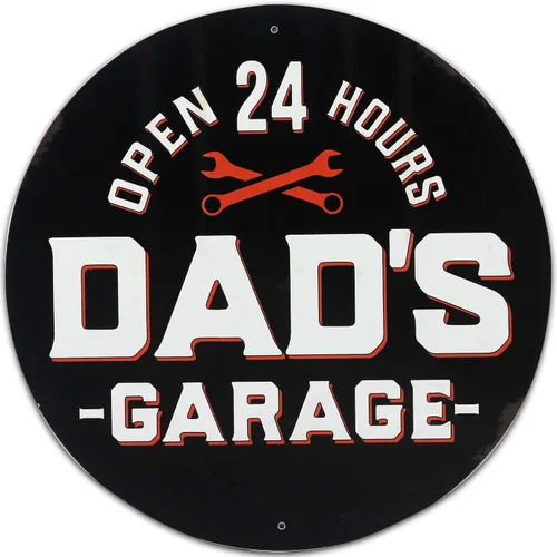 Vista 7 de Letrero de metal con flecha curvada para el garaje de papá, divertido letrero de garaje vintage para papá, gran idea de regalo Fun Vintage Garage