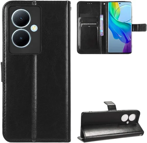 Vista 18 de Funda para Boost Mobile Celero 5G + Funda de piel con tapa para Boost Mobile Celero 5G Plus, color negro