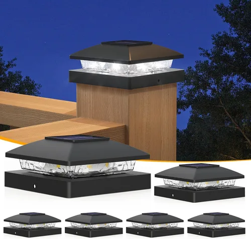 Vista 28 de APONUO Luces solares para postes de 4 x 4 – IP64 impermeable, blanco cálido, luces inalámbricas de valla y luces de cubierta para patios, jardines