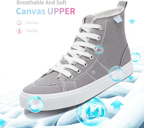 Vista 43 de Obtaom Zapatos de lona de alta calidad para mujer/hombre para jugar a media pantorrilla, zapatillas de deporte de moda casuales con cordones de alta