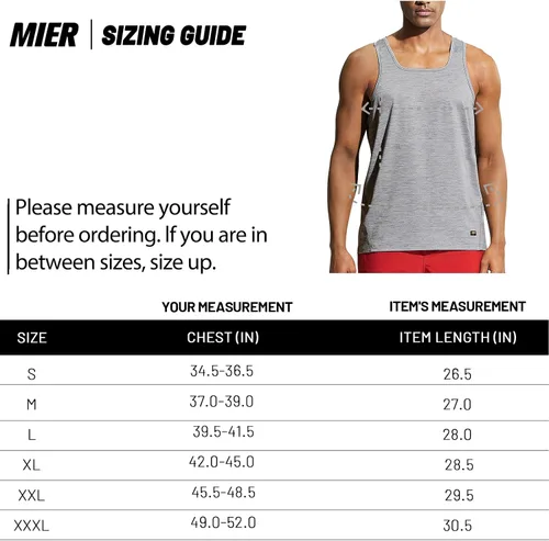 Vista 7 de MIER Camisetas sin mangas para hombre, para entrenamiento, secado rápido, natación, atletismo, gimnasio, correr, muscular, playa, para hombre