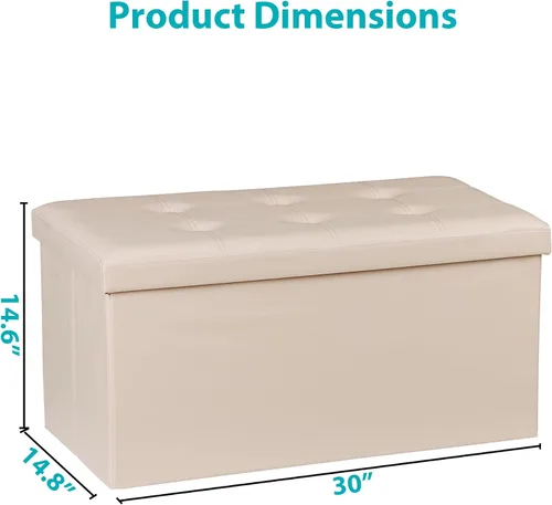 Vista 3 de ZenStyle Banco otomano de almacenamiento de 30 pulgadas, reposapiés plegable, banco largo de almacenamiento para zapatos con asiento acolchado
