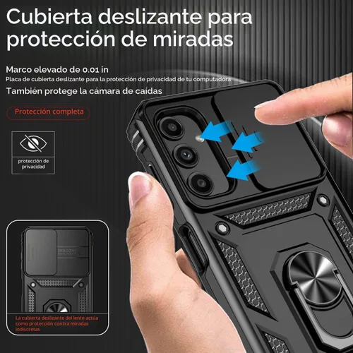 Vista 3 de Funda para Samsung Galaxy A14 5G con protector de pantalla y cubierta para lente de cámara, [grado militar] probada contra caídas de 16 pies, Negro