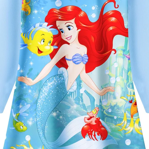 Vista 5 de QASALOP Disfraz de princesa de sirena para niñas pequeñas vestido de dibujos animados manga larga uso casual para el hogar para niños de 3 a 7 años