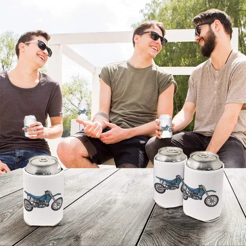 Vista 4 de Fundas para latas, enfriador de bebidas, color azul, para transporte de bici de suciedad, espuma para fiestas, cubierta de cerveza