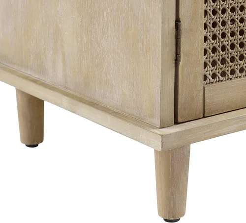 Vista 8 de Volans Armario de almacenamiento Accent con puertas de mimbre de ratán tejido, aparador para entrada, pasillo o sala de estar, chapa de madera