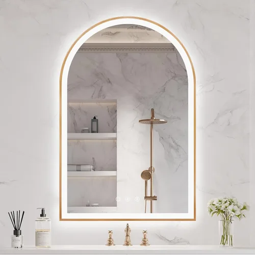 Vista 23 de Espejo de baño con iluminación LED arqueada de 24 x 30 pulgadas con luces