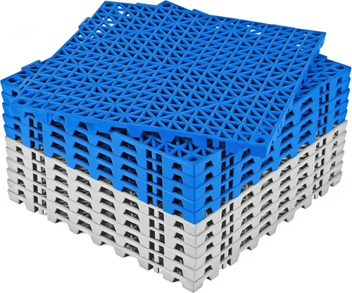 Vista 15 de ToLanbbt Cojín modular entrelazado 8P de 11.8 x 11.8 pulgadas, agujeros de drenaje de goma entrelazados antideslizantes para cubierta, ducha