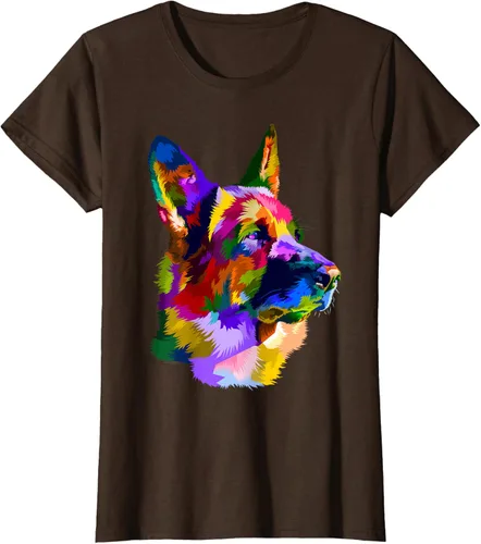 Vista 18 de Camiseta con retrato de pastor alemán para dueños de perros, Negro, S