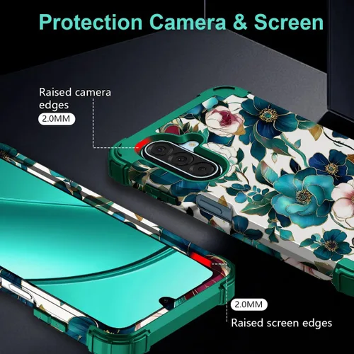 Vista 5 de Hekodonk Funda para Galaxy A17 5G, tres capas de protección resistente a prueba de golpes, plástico duro+silicona suave, funda protectora de cuerpo