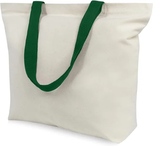 Vista 10 de TOPDesign Paquete de 2 bolsas de lona con cierre magnético, bolsas de compras reutilizables para comestibles, haz tus diseños creativos