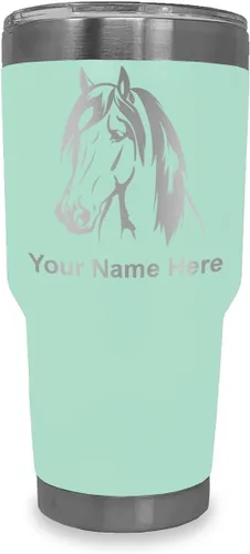 Vista 14 de LaserGram Vaso aislado al vacío de 20 onzas, cabeza de caballo 1, grabado personalizado incluido (negro)