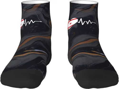Vista 2 de GDJF Heartbeat I Love Turkish Republic Of Northern Cyprus Heart Flag Ankle Socks Winter Low Cut Sports Warm Breathable Comfort Casual Socks For Mens