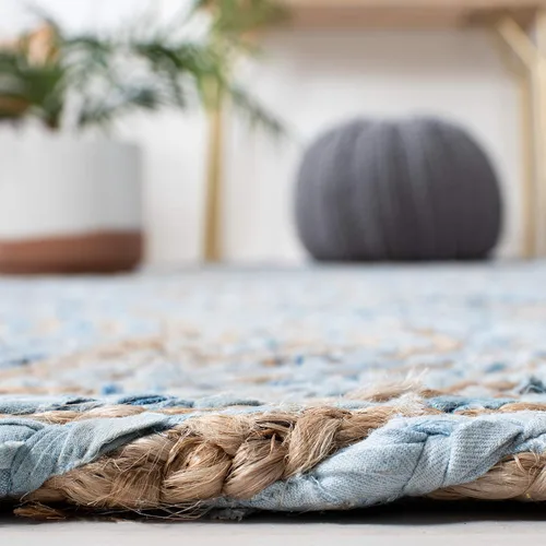 Vista 6 de SAFAVIEH Cape Cod Collection - Alfombra decorativa de 3 x 5 pies, natural y azul, hecho a mano, bohemio trenzado de yute, ideal para zonas de alto