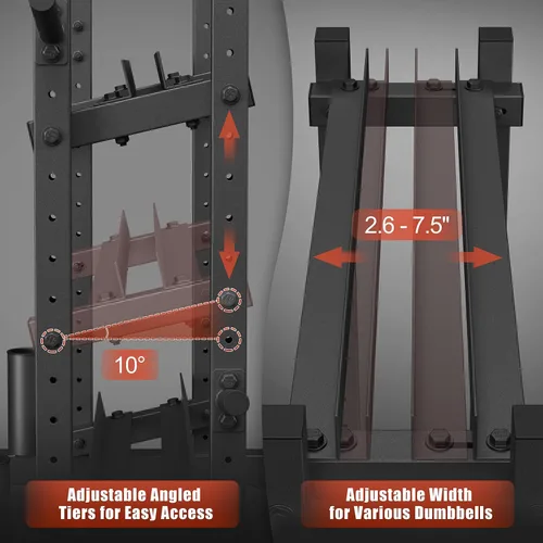 Vista 4 de Jusgym Dumbbell Rack Stand Only, 3 Tier Adjustable Height & Angle 1100LBS