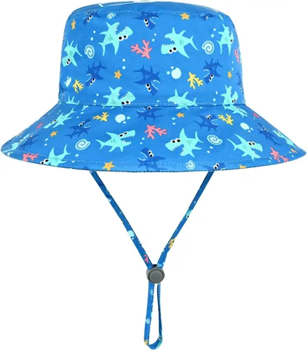 Vista 5 de Kids Toddler Baby Boy Sun Hat Summer Bucket Hats with UPF 50+ UV Sun Protective 24-Shark