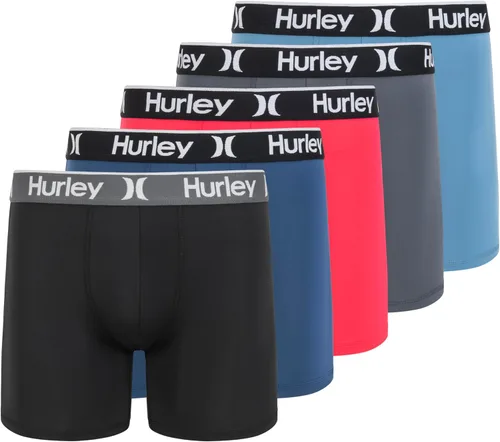 Vista 20 de Hurley calzoncillos tipo bóxer elásticos para hombre, paquete de 5 Combo de helecho de carbón