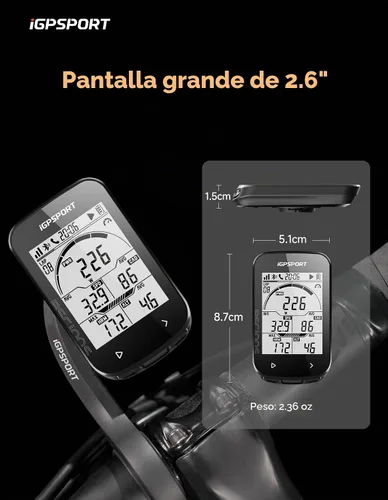 Vista 2 de iGPSPORT BSC100S Computadora GPS para Bicicleta Inalámbrica, Pantalla LCD de 2.6'' 40H Recargable Impermeable Computadora de Ciclismo Bluetooth ANT+