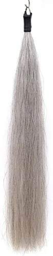Vista 12 de Extensiones de cola de caballo con bucle trenzado de crin, parte inferior de corte romo, 34-36 pulgadas de largo y peso de 1/2 libra (gris oscuro)