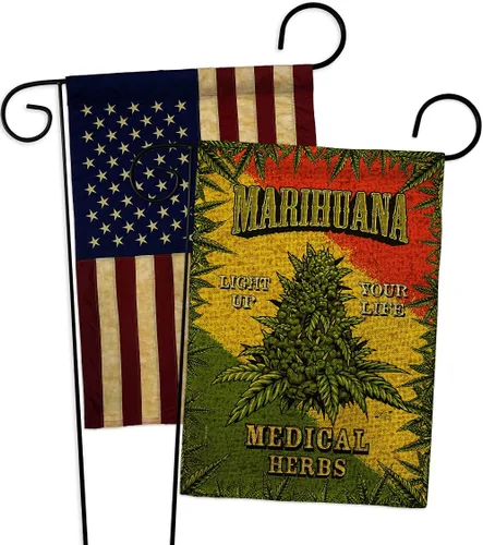 Vista 10 de Marihuana Burlap Garden Flags 2pcs Pack Novelty Trendy Popular New Trend Interesting Exciting Small Decorative Gift Yard House Banner Double-Sided