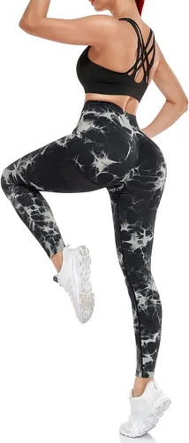 Vista 5 de SEASUM, Leggings de cintura alta con contorno de sonrisa, sin costuras, para entrenamiento, gimnasio, Yoga. Pantalones deportivos