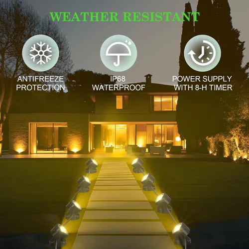 Vista 2 de SoulBay Luces LED bajo el agua, paquete de 4 P68 impermeables de bajo voltaje iluminación de paisaje con temporizador de 8 horas para fuente