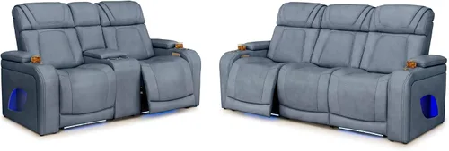 Vista 16 de Seatcraft Endeavour - Sofá de cine en casa, color negro, con mesa plegable