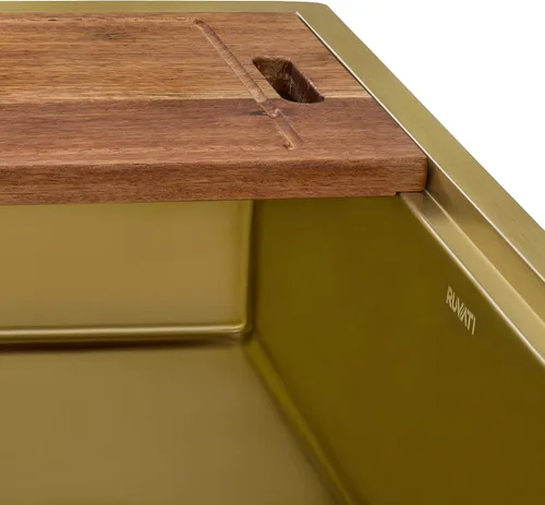 Vista 5 de Ruvati RVH9106GG RVH9106GG - Fregadero de cocina con estación de trabajo de oro mate de 30 pulgadas, fregadero de cocina de acero inoxidable en tono