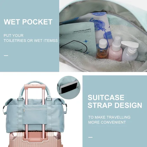 Vista 4 de Bolsos de viaje para mujer, para llevar en el fin de semana, bolsa de gimnasio deportiva, bolsa de entrenamiento, para pasar la noche y colgar al