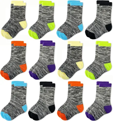 Vista 8 de JAMEGIO Calcetines deportivos de algodón para niños, 12 pares de calcetines deportivos de algodón Mutil #1