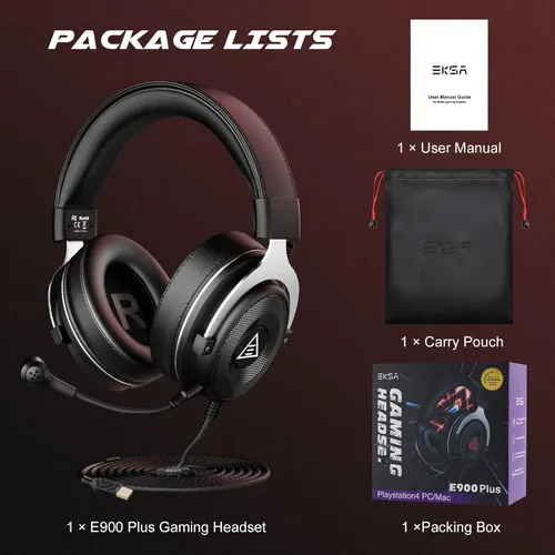 Vista 7 de EKSA Auriculares USB para juegos - Auriculares de PC con micrófonomicrófono con cancelación de ruido sonido envolvente 71 controladores de 1969in