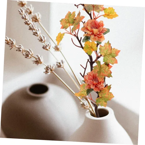 Vista 8 de Toyvian Hojas de arce artificiales, ramas, 2 piezas, decoración de otoño, tallos de hojas de arce artificiales, flores de hojas de arce vívidas