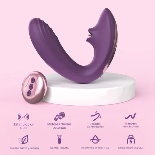Vista 2 de Tracy's Dog Vibrador para lamer clítoris y punto G para mujeres, juguete sexual para adultos con control remoto con 7 modos de lamer la lengua y 10
