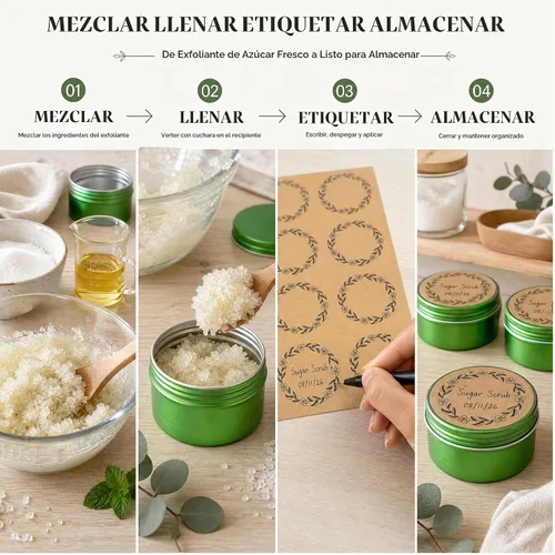 Vista 7 de Latas de aluminio con tapa de rosca verde de 4 oz (4.1 fl oz) con etiquetas
