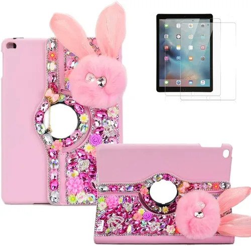 Vista 9 de Bling - Funda compatible con Samsung Galaxy Tab A7 10.4 (2022) - Elegante - 3D hecha a mano con mariposa de cristal giratoria de 360 grados