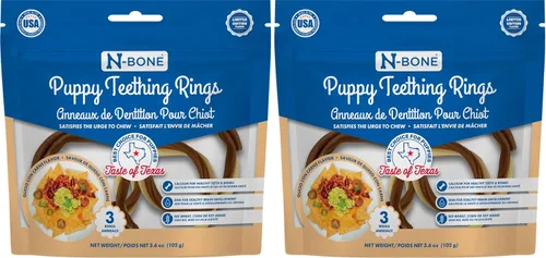 Vista 24 de N-Bone Anillos de dentición para cachorros, sabor a mantequilla de maní, masticables naturales para la dentición y golosinas para masticar, ayuda a