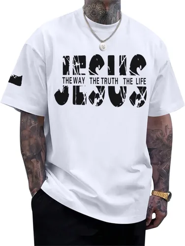 Vista 16 de Camisas de fe cristiana de Jesús para hombres, con versículo bíblico religioso, cruz religiosa, camiseta inspiradora, camisetas gráficas de gran