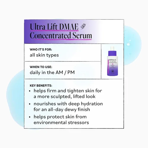 Vista 5 de DERMA E Ultra Lift DMAE suero concentrado – Suero reafirmante de la piel totalmente natural – Suero hidratante con péptidos de cobre y resveratrol