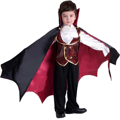 Vista 3 de Disfraz gótico de vampiro conjunto de lujo para niños recuerdos de fiesta de Halloween para disfraces juegos de rol y cosplay talla XL