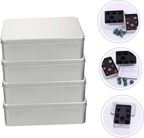 Vista 5 de TOYANDONA Caja de almacenamiento de dados de 8 piezas, mini contenedores con tapa, caja de dados de metal, soportes de metal, caja organizadora