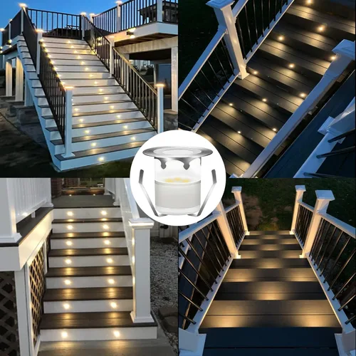 Vista 6 de Kit de luces LED para exteriores, blanco cálido Φ1.18 pulgadas, bajo voltaje, 12 V CC, IP67, impermeable, con cable eléctrico, empotrado, redondo