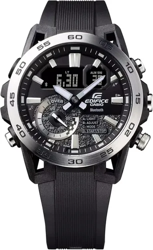 Vista 3 de Casio Reloj de cuarzo analógico-digital para hombre con correa de plástico ECB-40P-1AEF, negro, correa., Negro -, Correa.