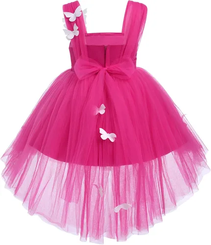 Vista 2 de Vestido de tutú con lentejuelas y lazo alto y bajo, vestido de pétalos de encaje, princesa, concurso, boda, fiesta de cumpleaños, vestido formal