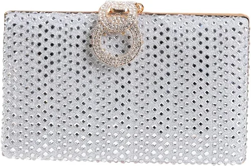Vista 8 de Dreubea Bolso de mano brillante para mujer con diamantes de imitación