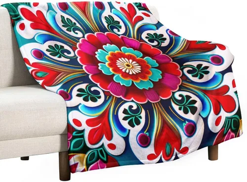 Vista 51 de Manta decorativa de flores beige, blanco crema, blanco, azul, gris, flores anchas, manta suave de 30 x 40 pulgadas, manta de franela para sofá